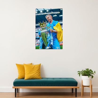 Oleksandr Zinchenko Manchester League Champions 2021/22 Poster Wall Art Print Home Wall Decor