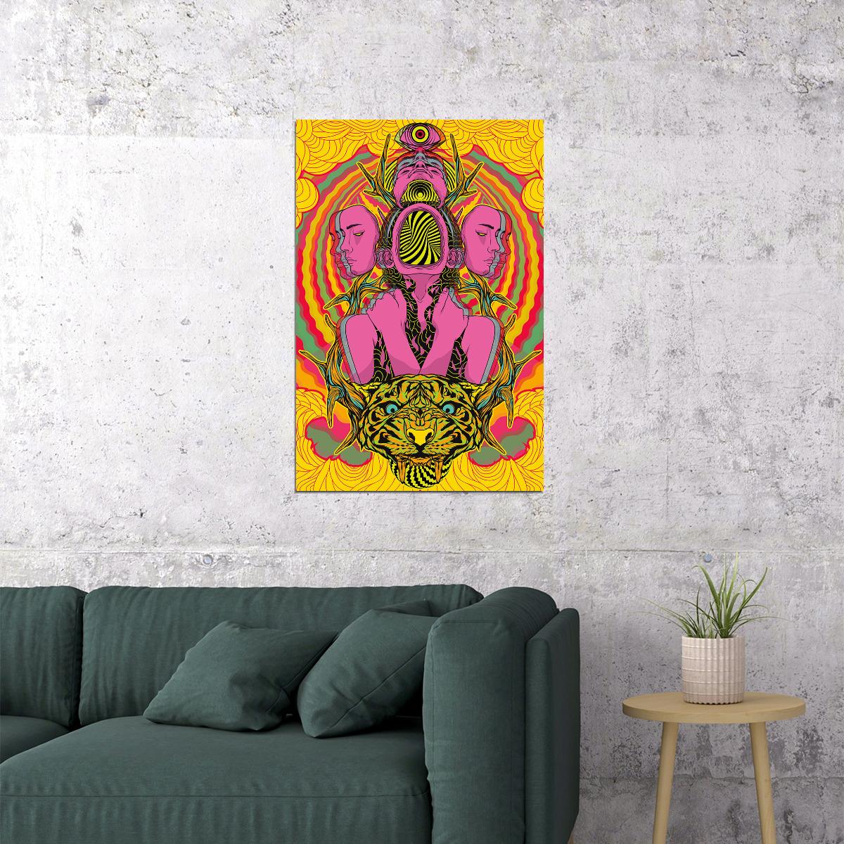 Psychedelic Trippy Visual Mind Abstract Poster Wall Art Print Home Wall Decor