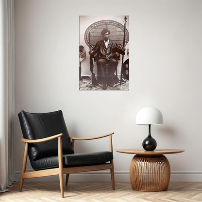 Huey Newton Seated In A Wicker Chair Poster Wall Art Print Home Wall Decor