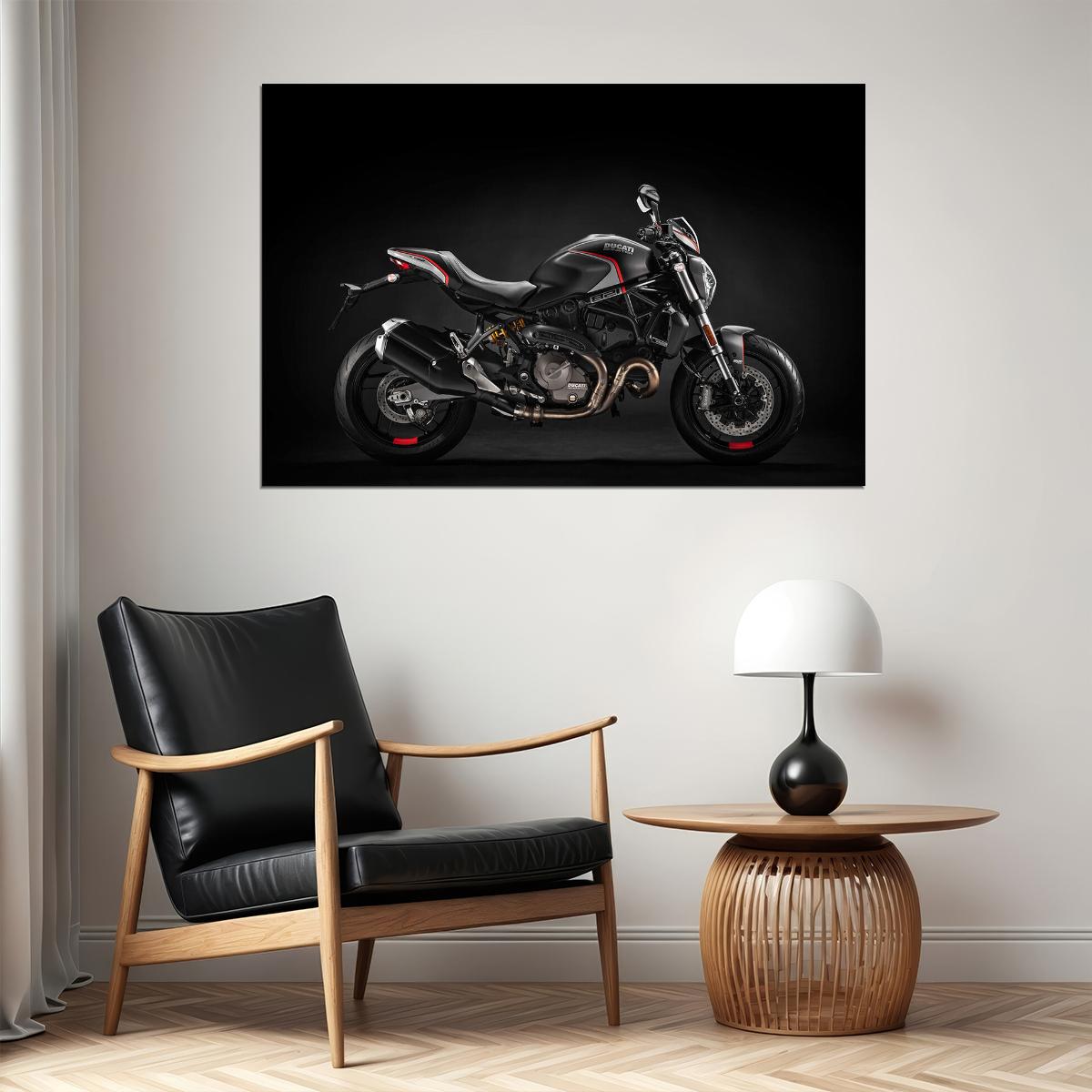 Ducati Monster 821 Stealth Sports Motorcycle Poster Wall Art Print Home Wall Decor