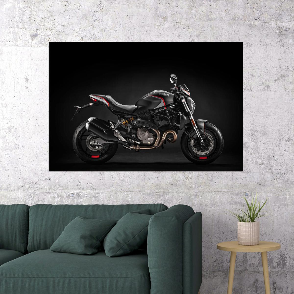 Ducati Monster 821 Stealth Sports Motorcycle Poster Wall Art Print Home Wall Decor