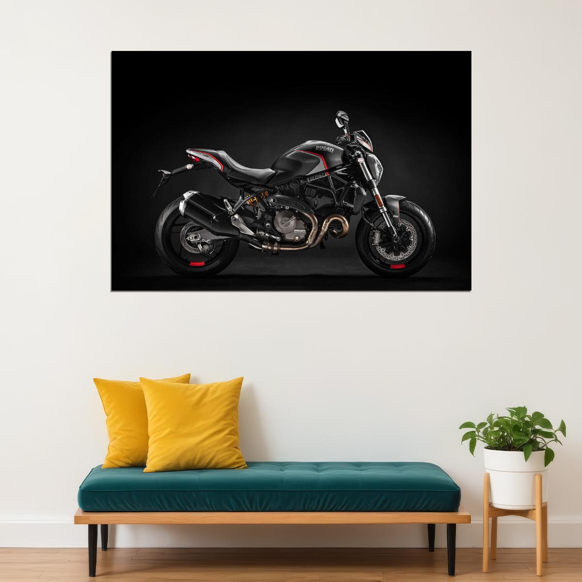 Ducati Monster 821 Stealth Sports Motorcycle Poster Wall Art Print Home Wall Decor