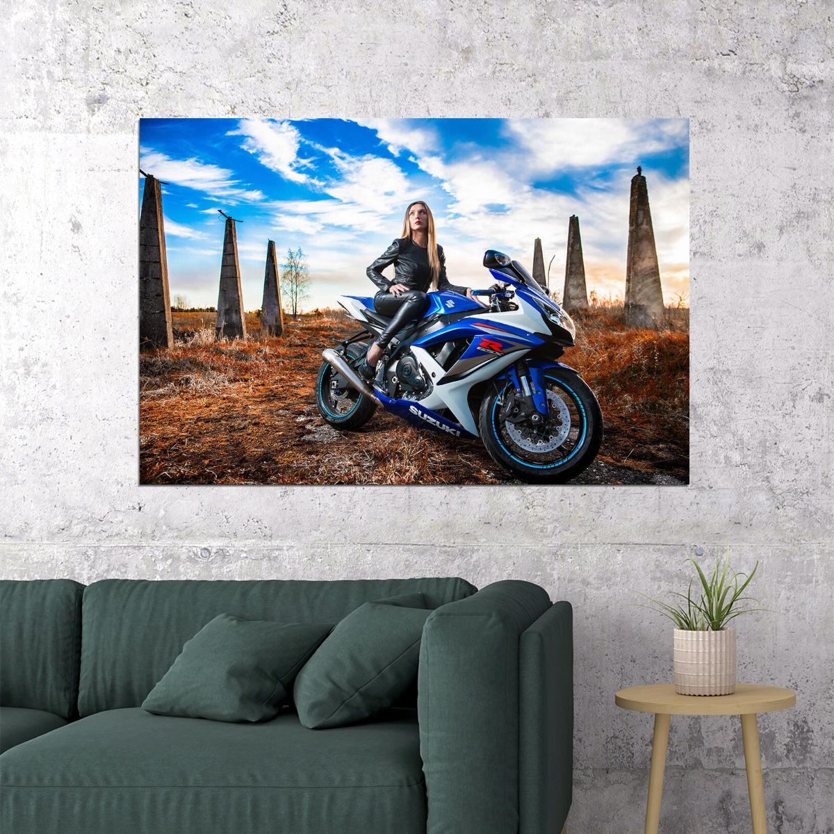 Suzuki Gsx R Sports Motorcycle Racing Bike Poster Wall Art Print Home Wall Decor