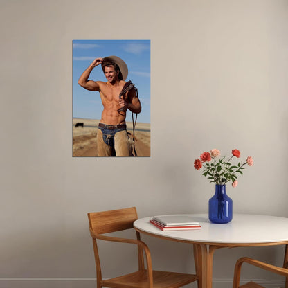 Cowboy With Shirt Off Sexy Male Model Poster Wall Art Print Home Wall Decor