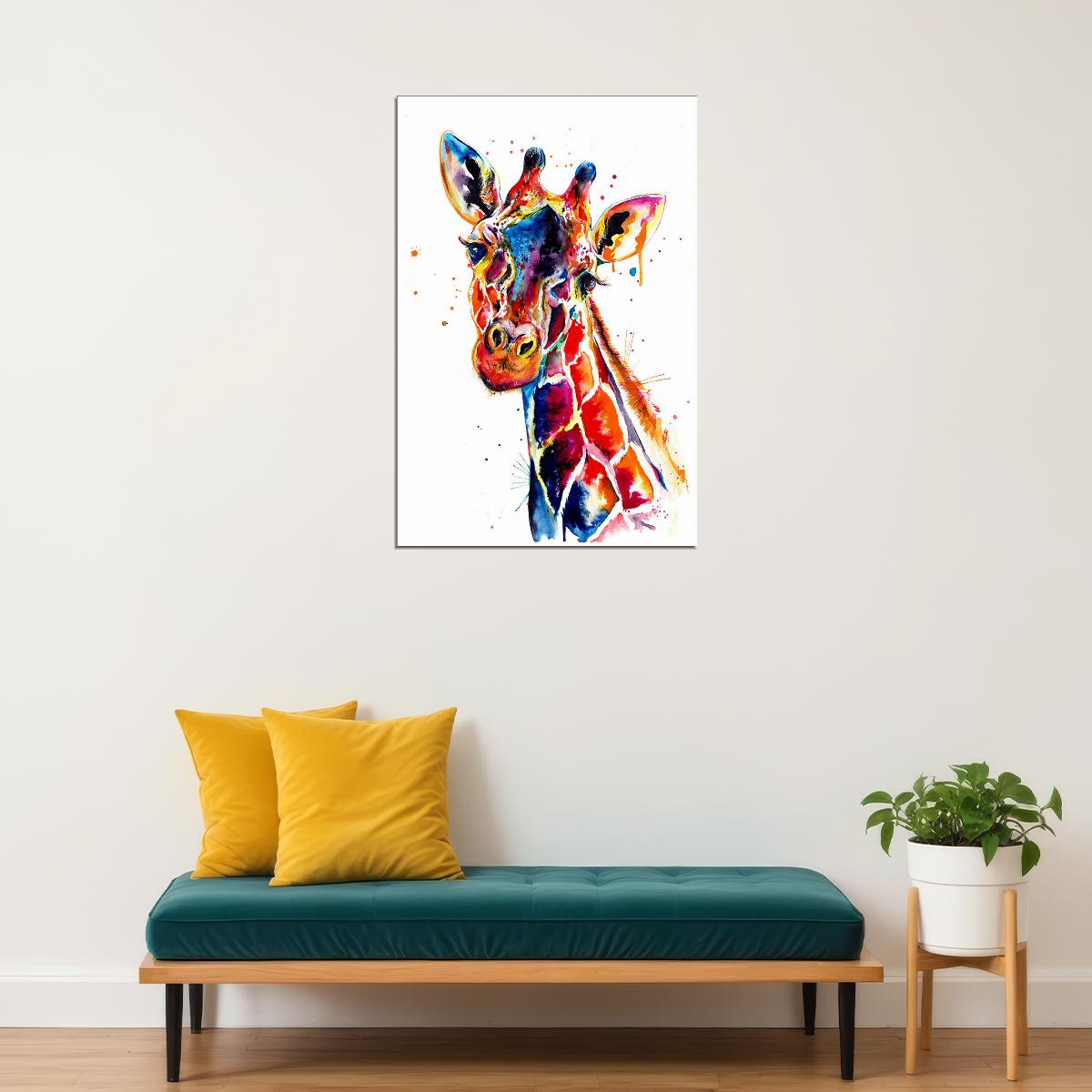 Colors Giraffe Animal Paint Poster Wall Art Print Home Wall Decor