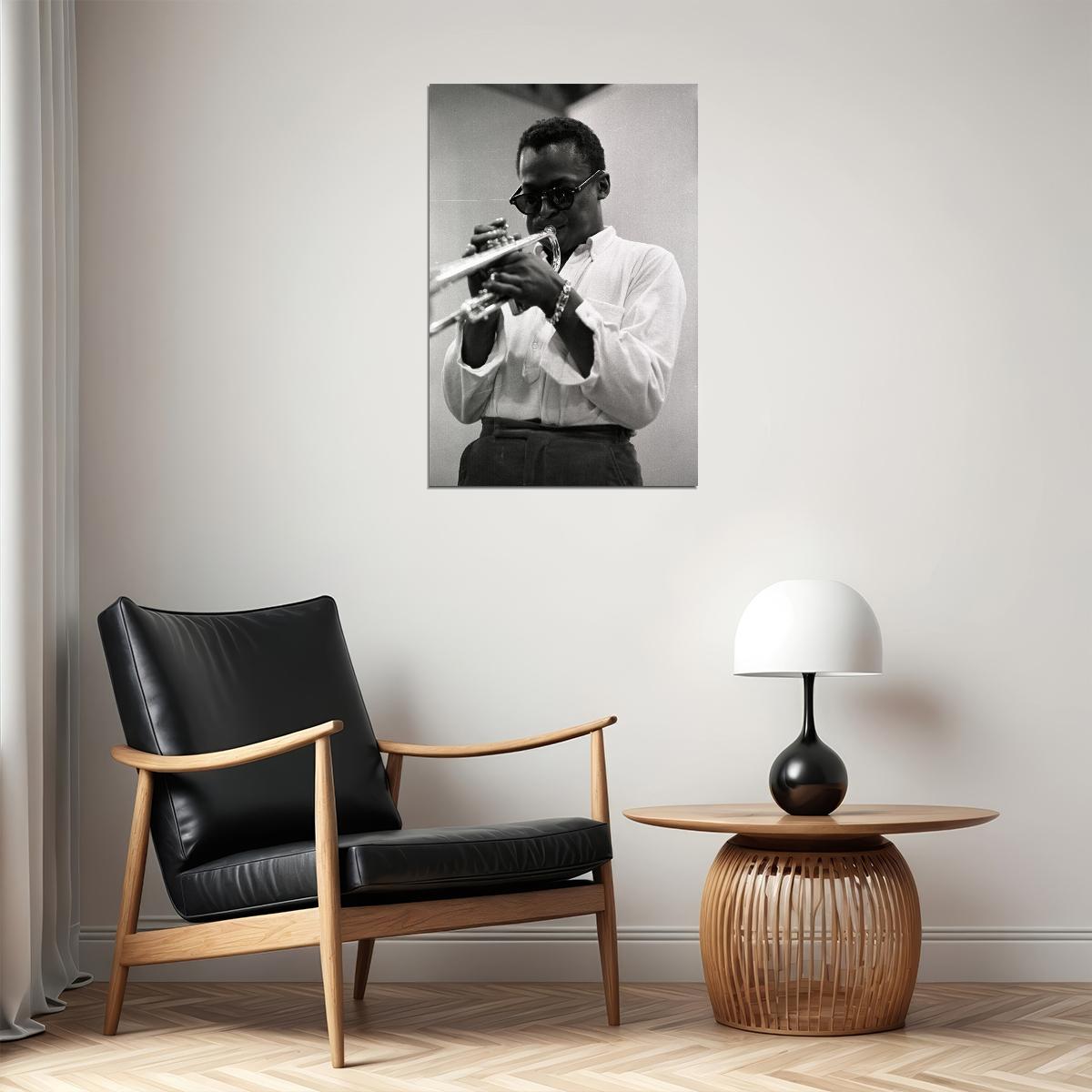 Miles Davis Trumpet Playing Composer Poster Wall Art Print Home Wall Decor