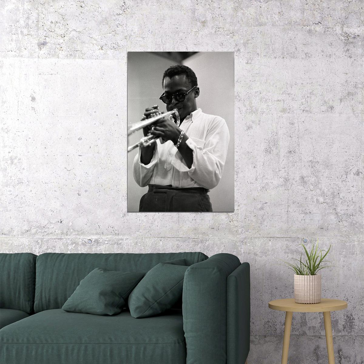 Miles Davis Trumpet Playing Composer Poster Wall Art Print Home Wall Decor