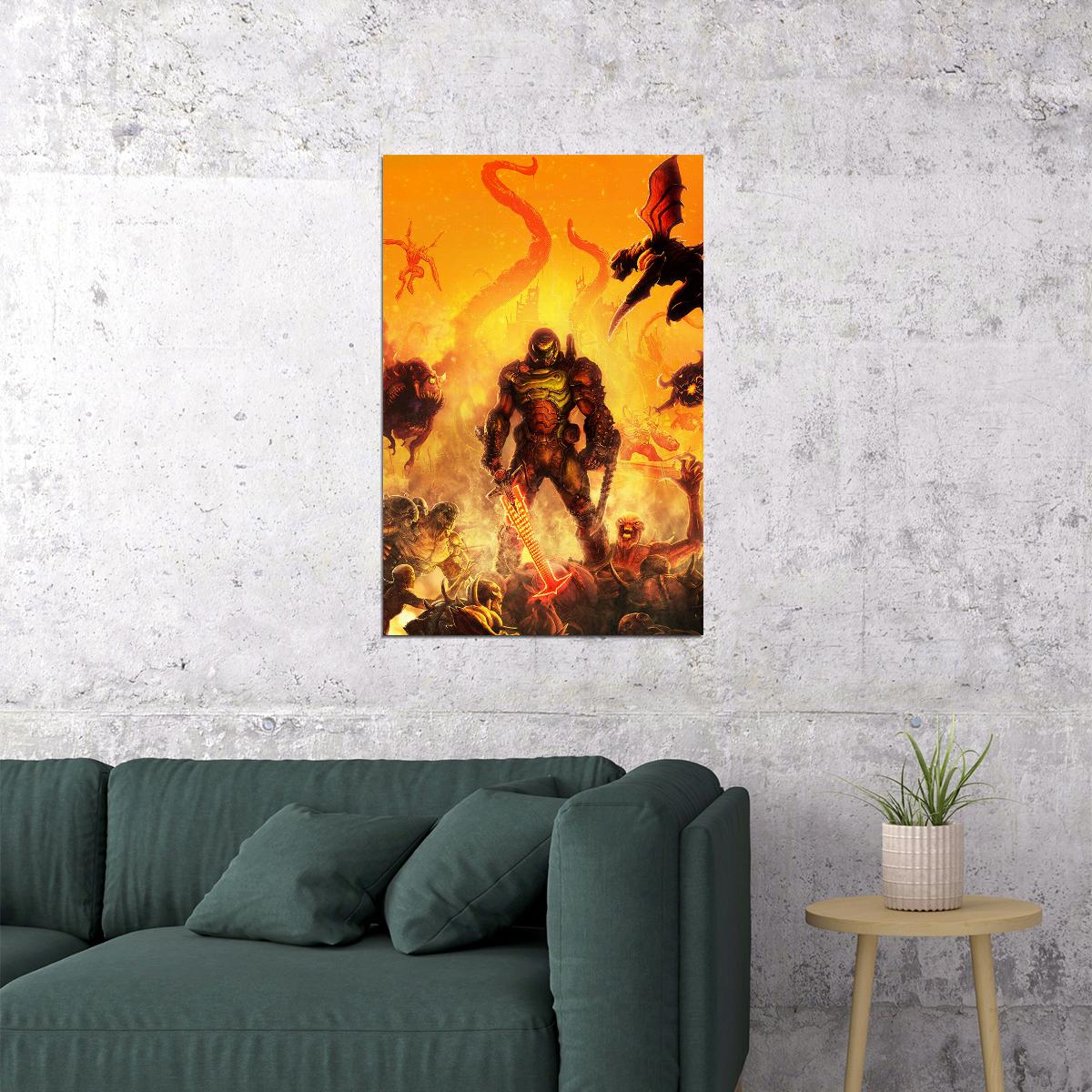 Doom Eternal Doomguy And Hell Knight Poster Wall Art Print Home Wall Decor