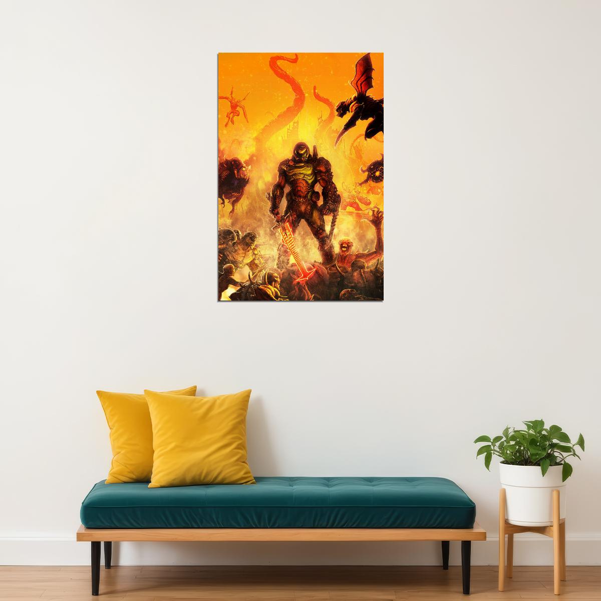 Doom Eternal Doomguy And Hell Knight Poster Wall Art Print Home Wall Decor