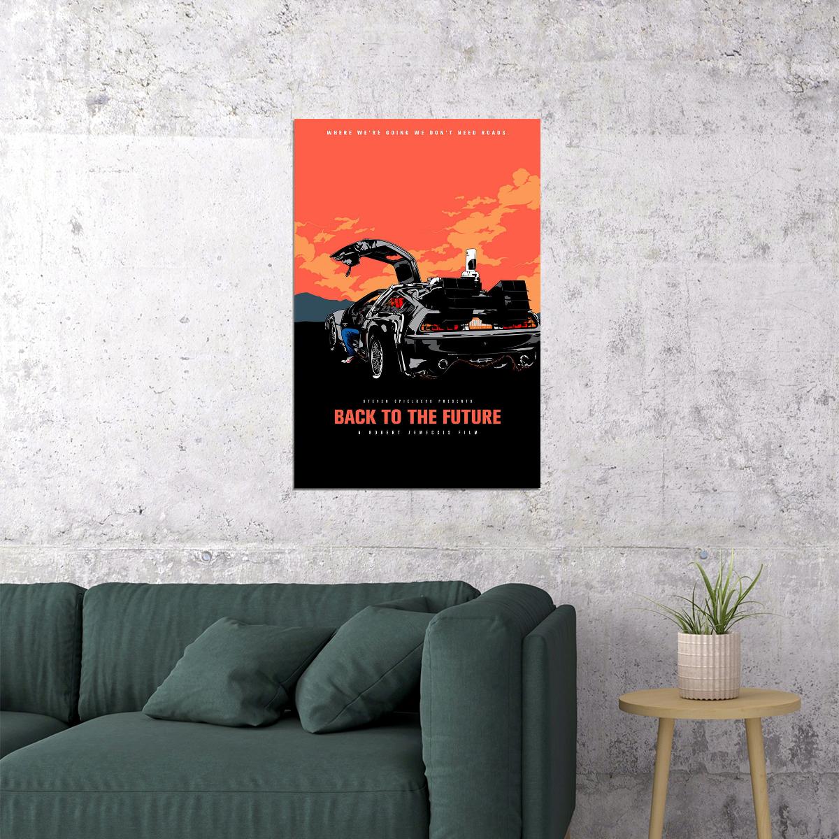 Back To The Future Delorean Movie Poster Wall Art Print Home Wall Decor