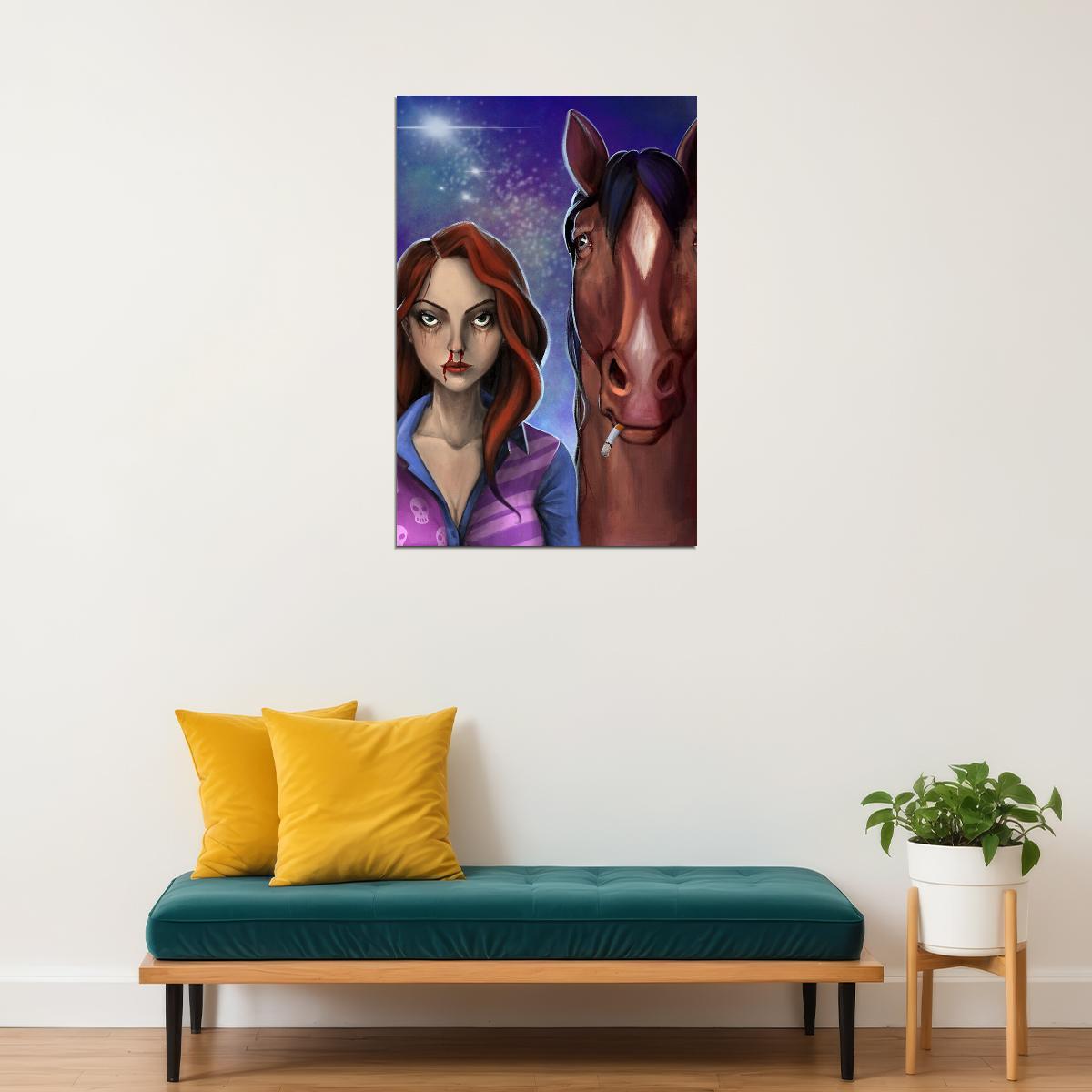 Bojack Horseman And Sarah Lynn Poster Wall Art Print Home Wall Decor