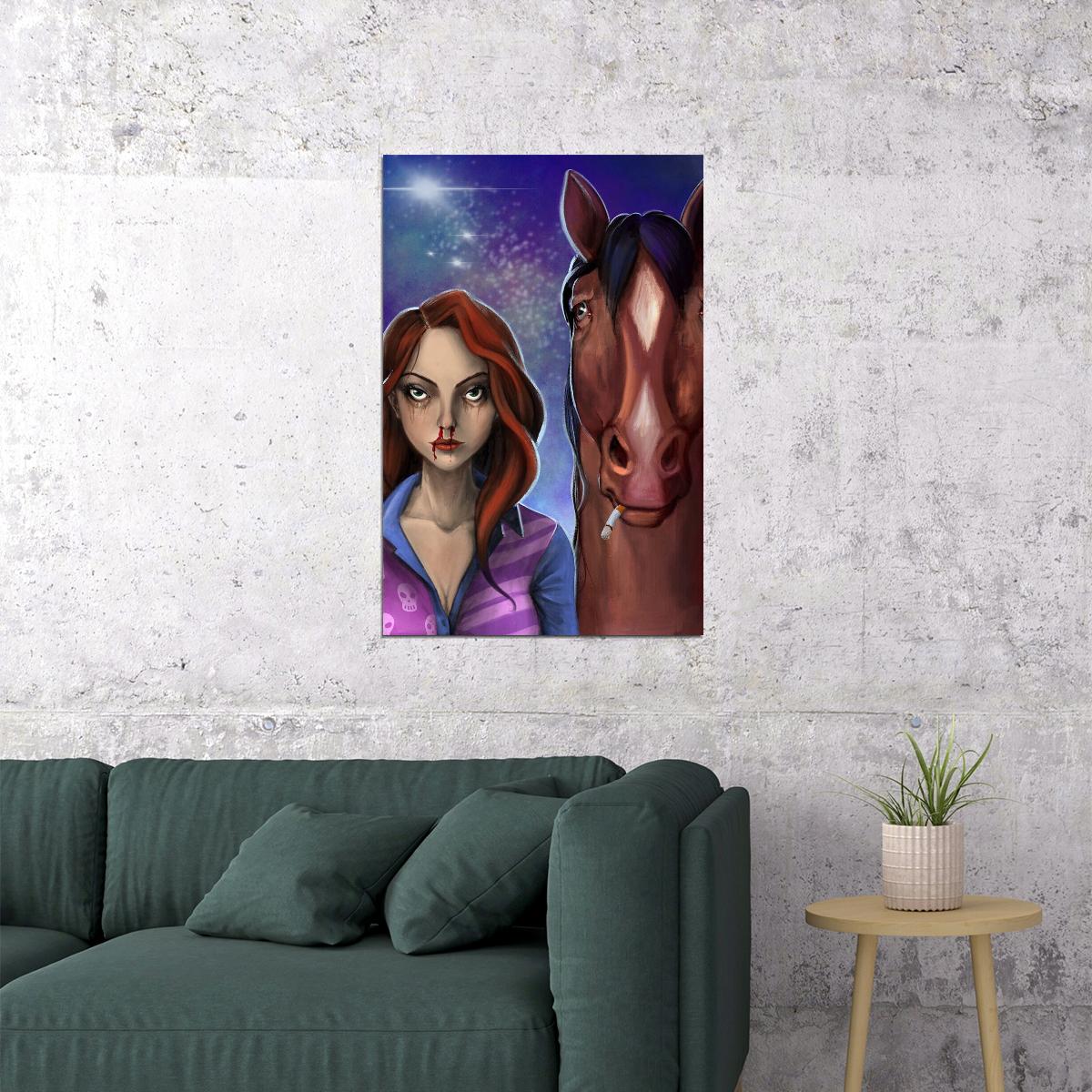 Bojack Horseman And Sarah Lynn Poster Wall Art Print Home Wall Decor