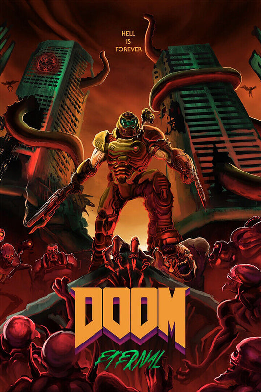 Doom Eternal Video Game Doomguy Stab Poster Wall Art Print Home Wall Decor