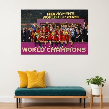 Spain World Cup Women 2023 Champions Poster Wall Art Print Home Wall Decor