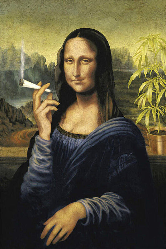 Mona Lisa Smoking A Joint Oil Paint Poster Wall Art Print Home Wall Decor