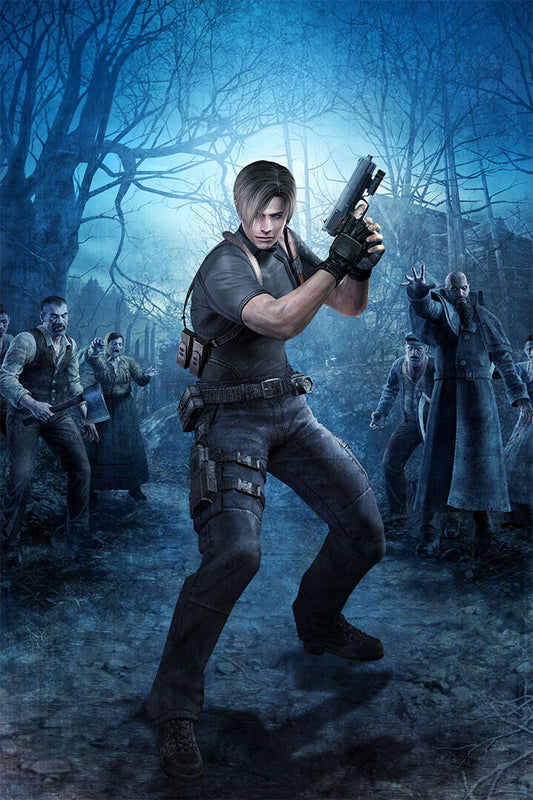 Resident Evil 4 Action Video Game Leon S. Kennedy Poster Wall Art Print Home Wall Decor