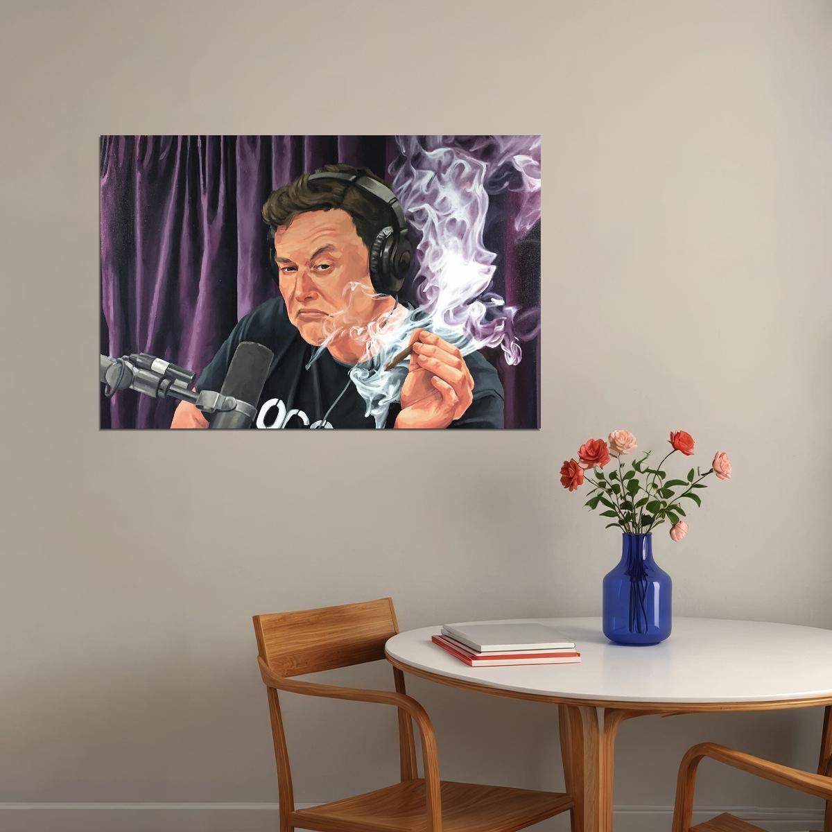 Elon Musk Smoking Weed Technology Entrepreneur Poster Wall Art Print Home Wall Decor