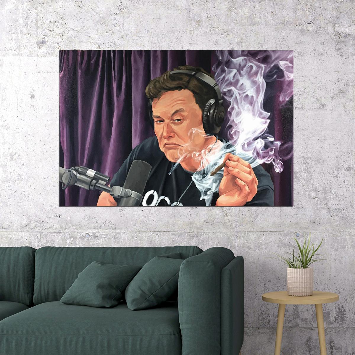 Elon Musk Smoking Weed Technology Entrepreneur Poster Wall Art Print Home Wall Decor