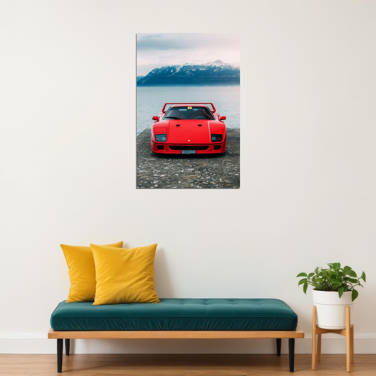 Ferrari F40 Sports Car Luxury Car Racing Car Poster Wall Art Print Home Wall Decor