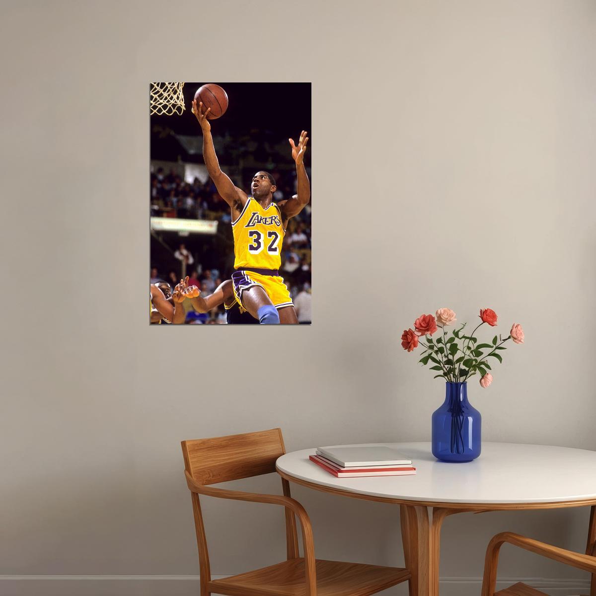 Magic Johnson American Basketball Match Poster Wall Art Print Home Wall Decor