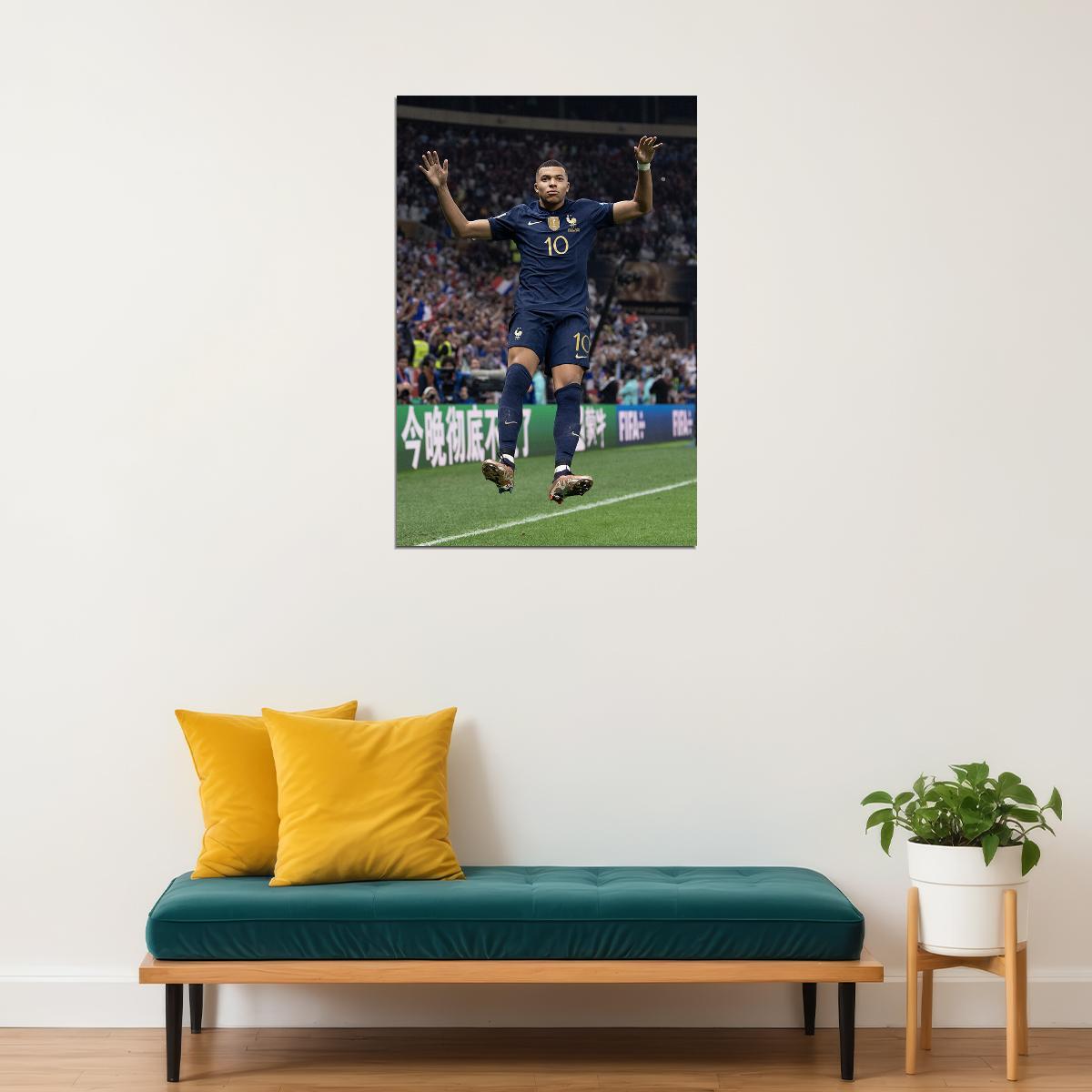 Mbappe Goal Celebration France Football World Soccer Fans Poster Wall Art Print Home Wall Decor