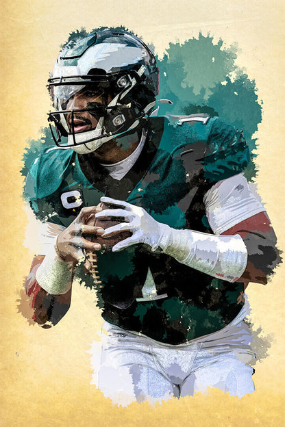 Philadelphia Eagles Jalen Hurts American Footballer Poster Wall Art Print Home Wall Decor