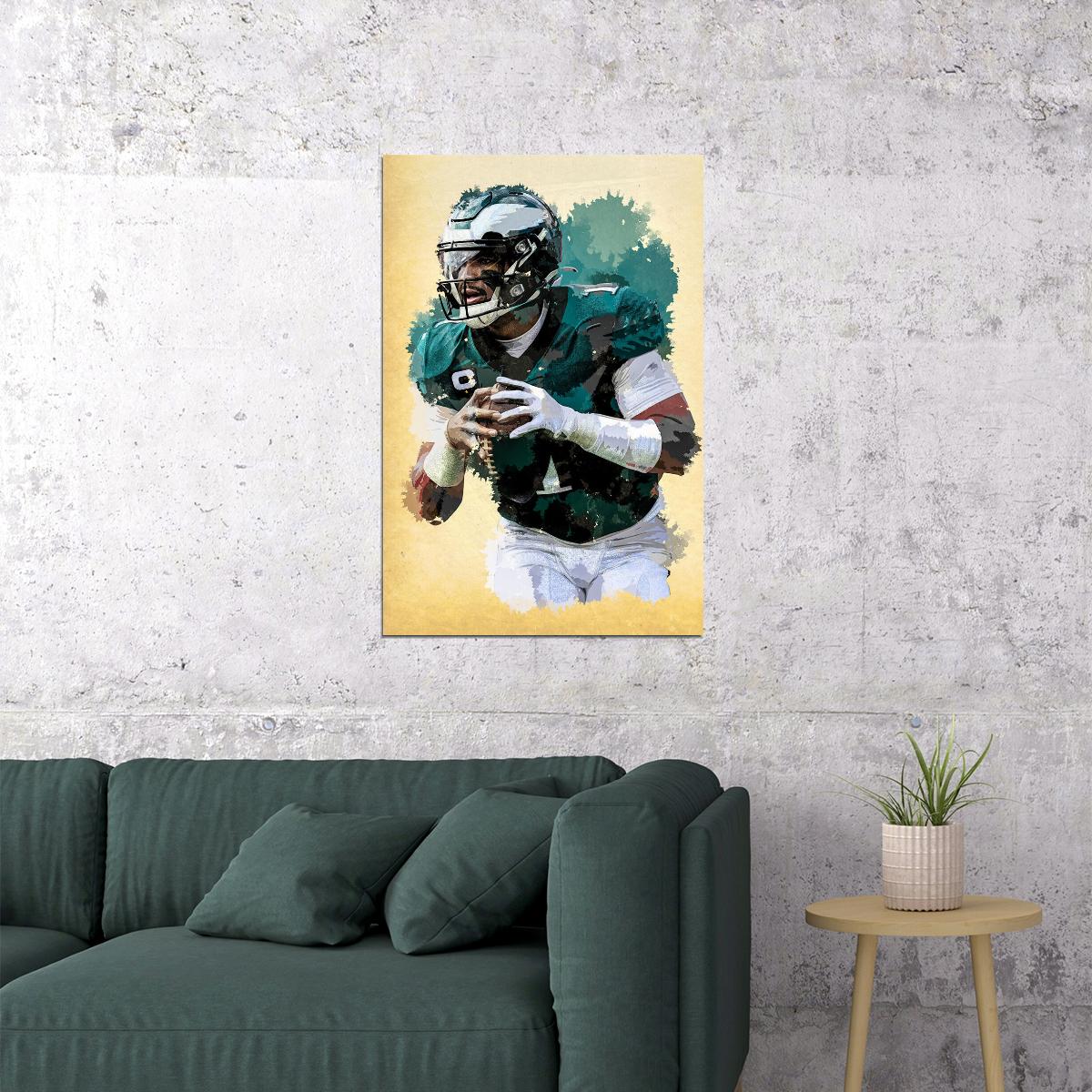 Philadelphia Eagles Jalen Hurts American Footballer Poster Wall Art Print Home Wall Decor