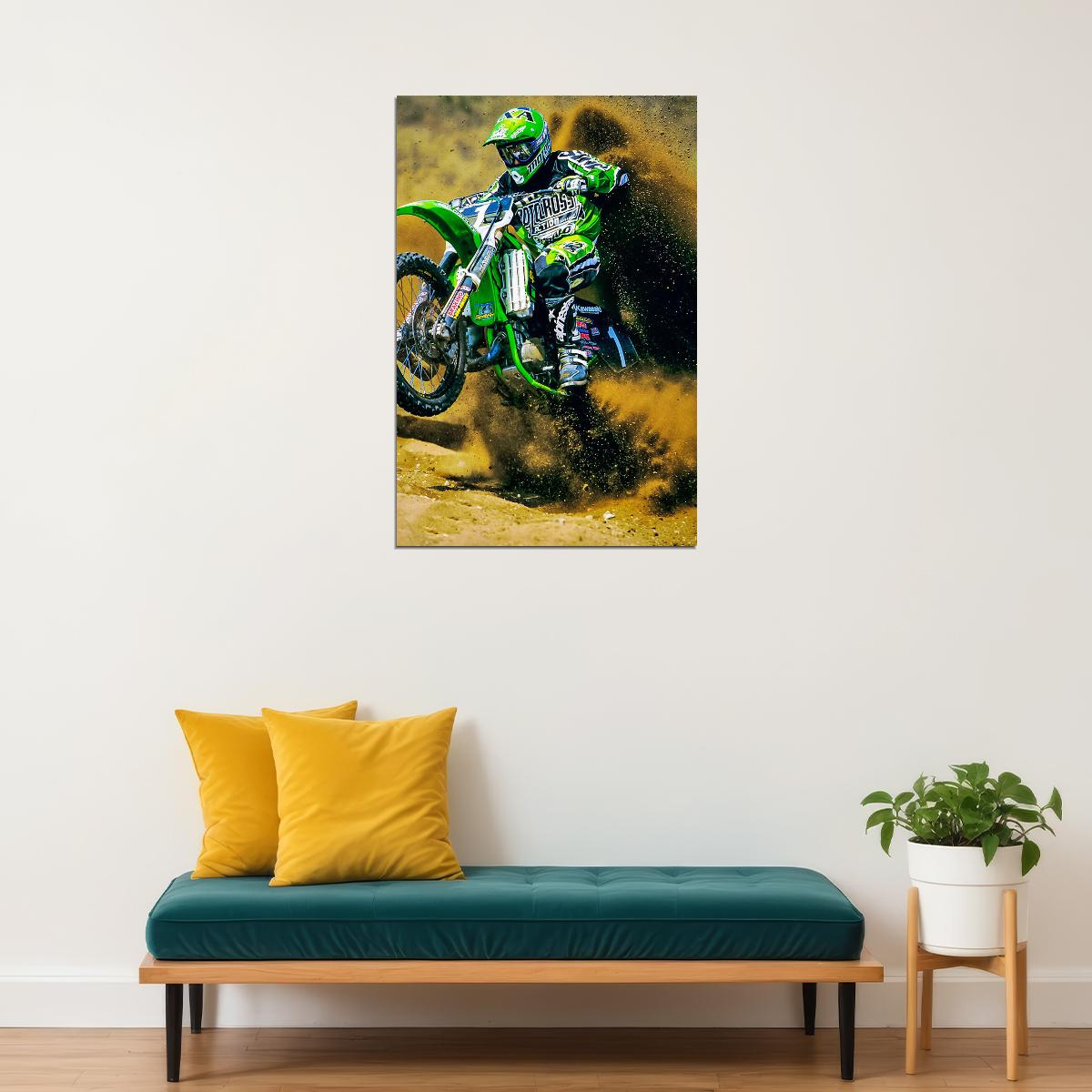 Ricky Carmichael Motorcycle Cross Country Poster Wall Art Print Home Wall Decor