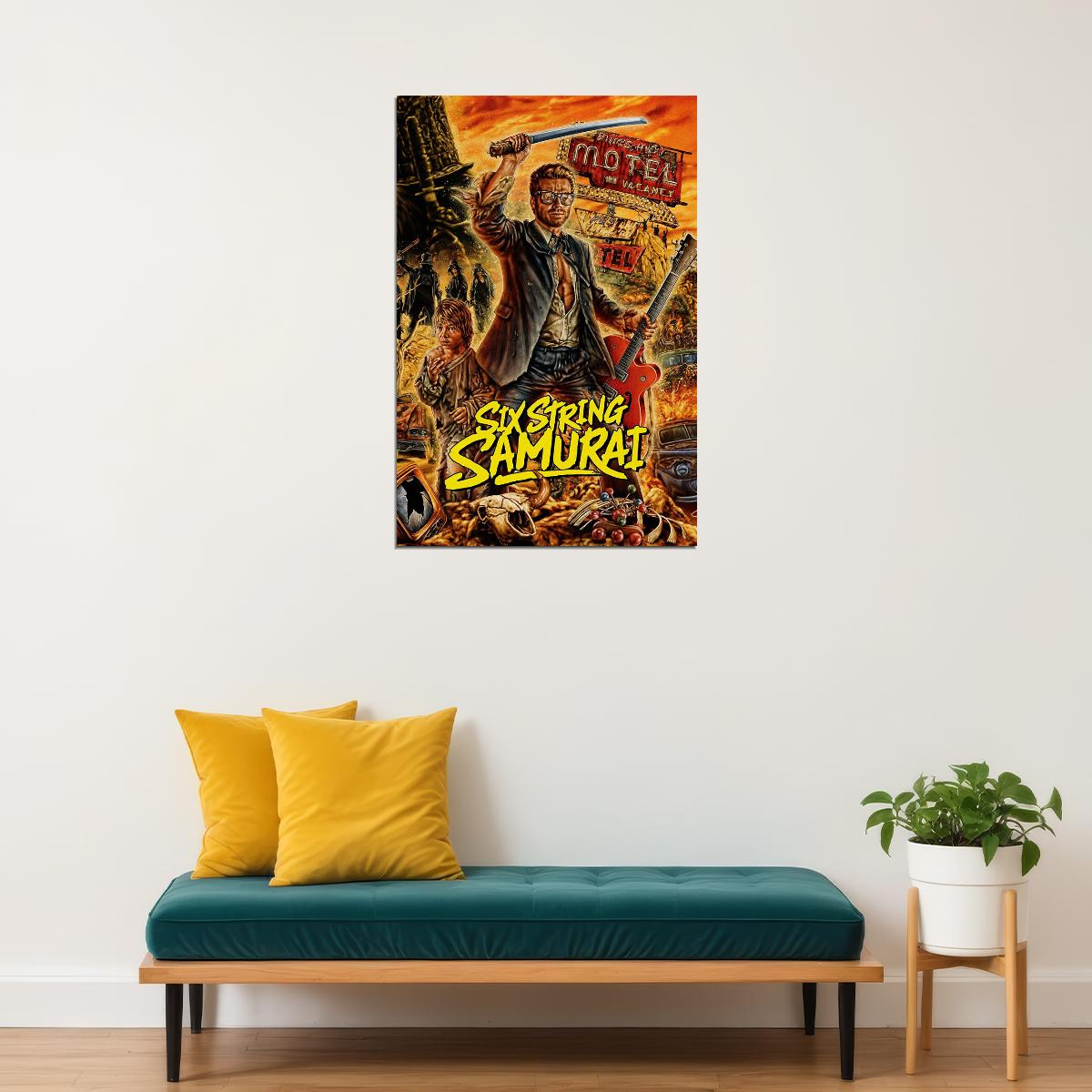 Six String Samurai Minimal Action Comedy Film Poster Wall Art Print Home Wall Decor