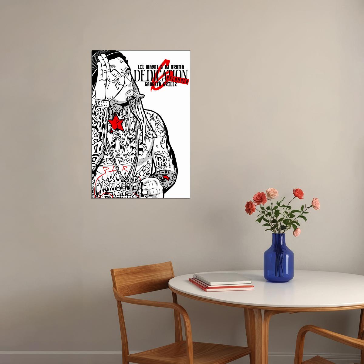 Lil Wayne Dedication 6 Reloaded Mixtape Rap Album Singer Poster Wall Art Print Home Wall Decor