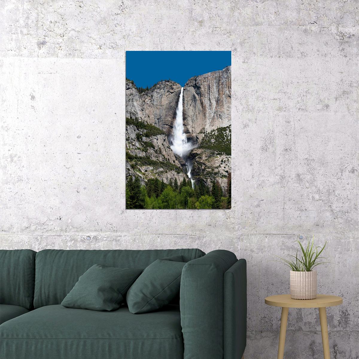 Waterfalls In Yosemite National Park Picture Poster Wall Art Print Home Wall Decor