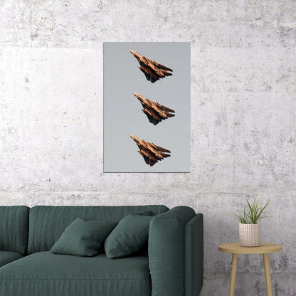 Three F-14 Tomcats Flying In Formation Poster Wall Art Print Home Wall Decor