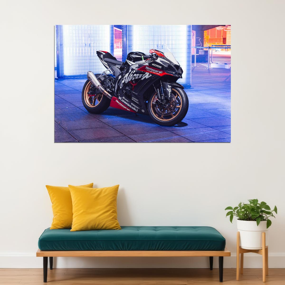 Kawasaki Ninja Zx 10r Sports Motorcycle Speed Poster Wall Art Print Home Wall Decor