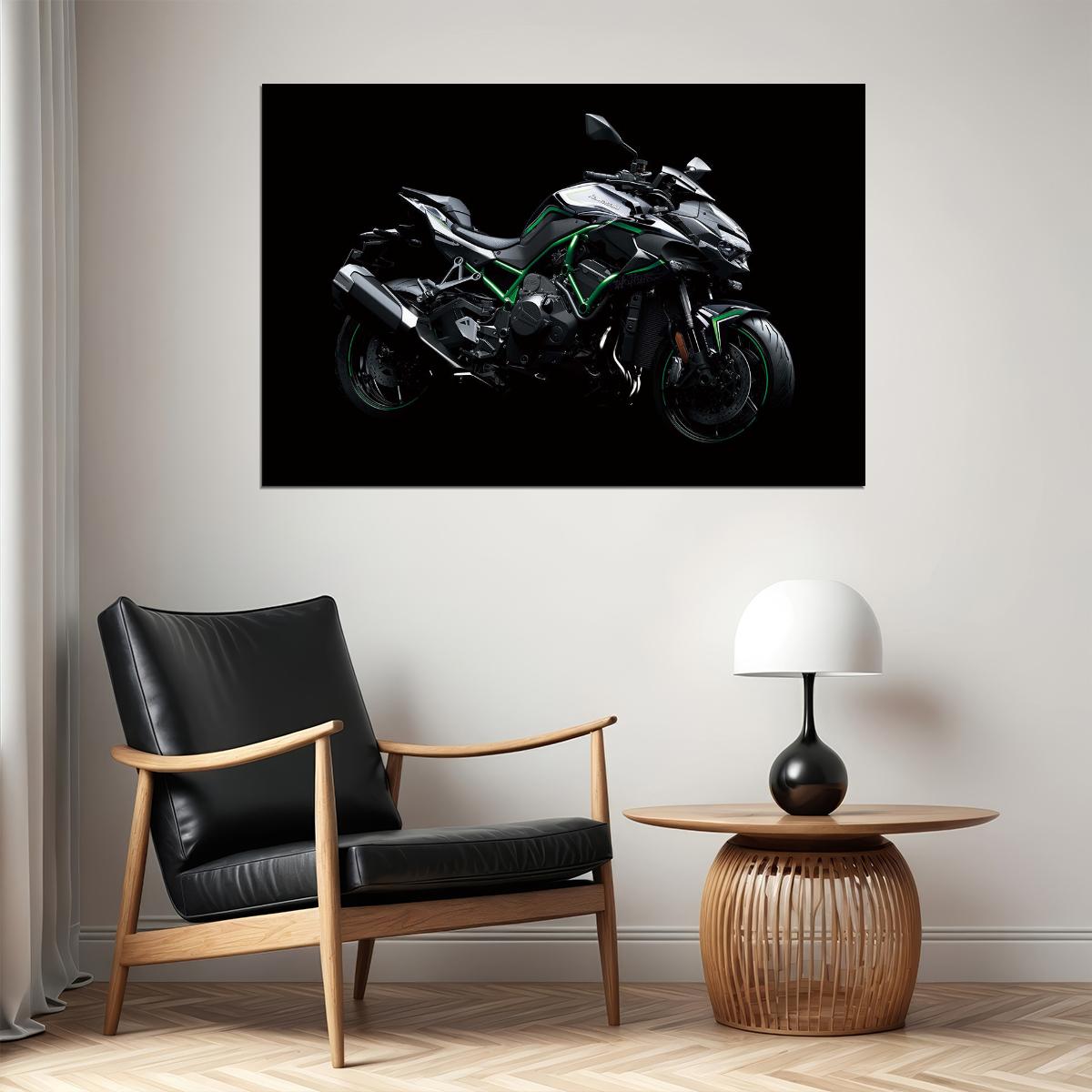 Kawasaki Z H2 Superbike Racing Motorcycle Poster Wall Art Print Home Wall Decor