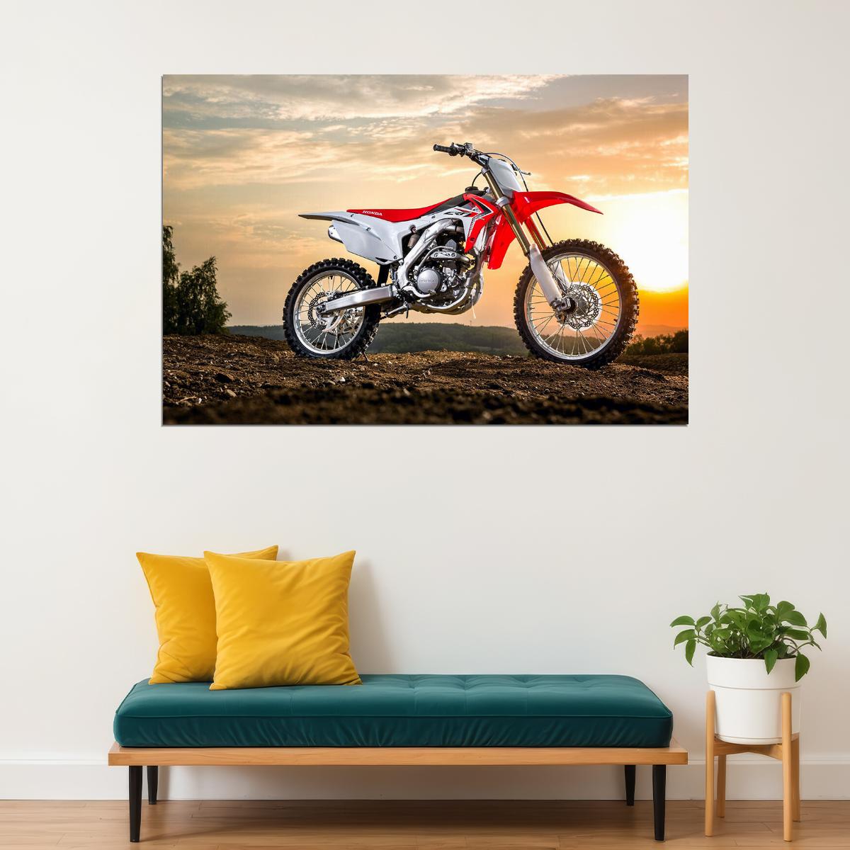 Honda Crf Motocross Racing Motorcycle Speed Poster Wall Art Print Home Wall Decor