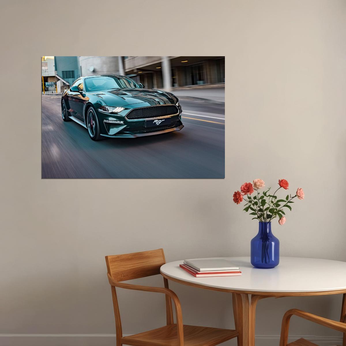 Ford Mustang Bullitt Sports Car Luxury Car Poster Wall Art Print Home Wall Decor