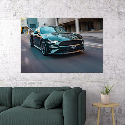 Ford Mustang Bullitt Sports Car Luxury Car Poster Wall Art Print Home Wall Decor