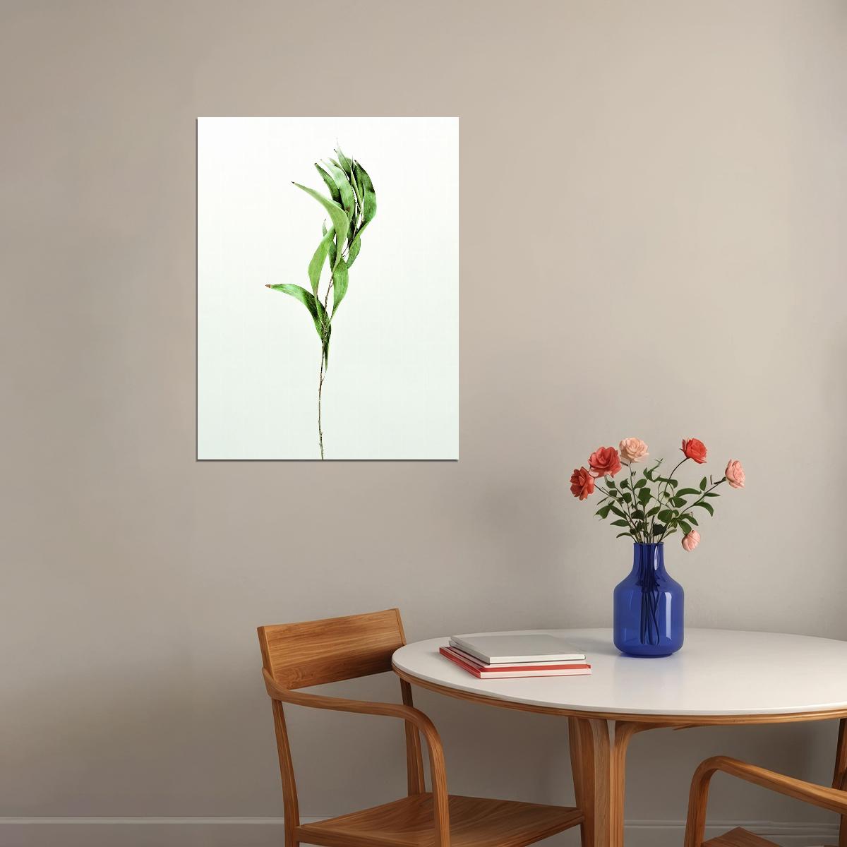 Minimalist Bamboo Leaf Poster Modern Botanical Art Scandinavian Greenery Wall Decor Print