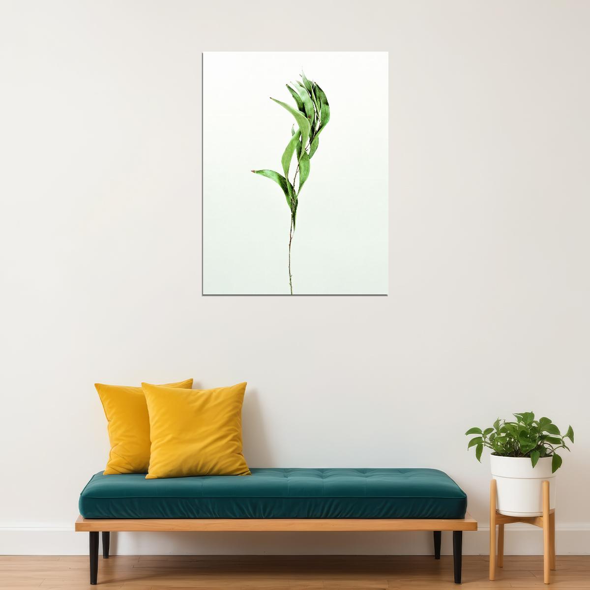 Minimalist Bamboo Leaf Poster Modern Botanical Art Scandinavian Greenery Wall Decor Print