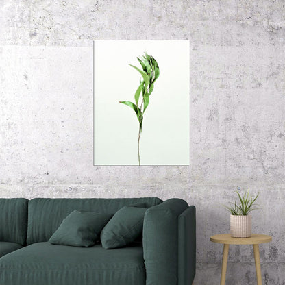 Minimalist Bamboo Leaf Poster Modern Botanical Art Scandinavian Greenery Wall Decor Print