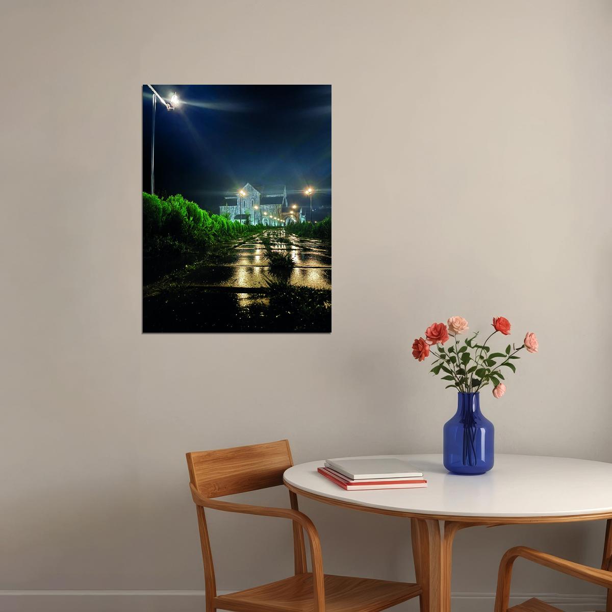 Night Street Photography Poster Quiet Urban Landscape Minimalist City Wall Art Print