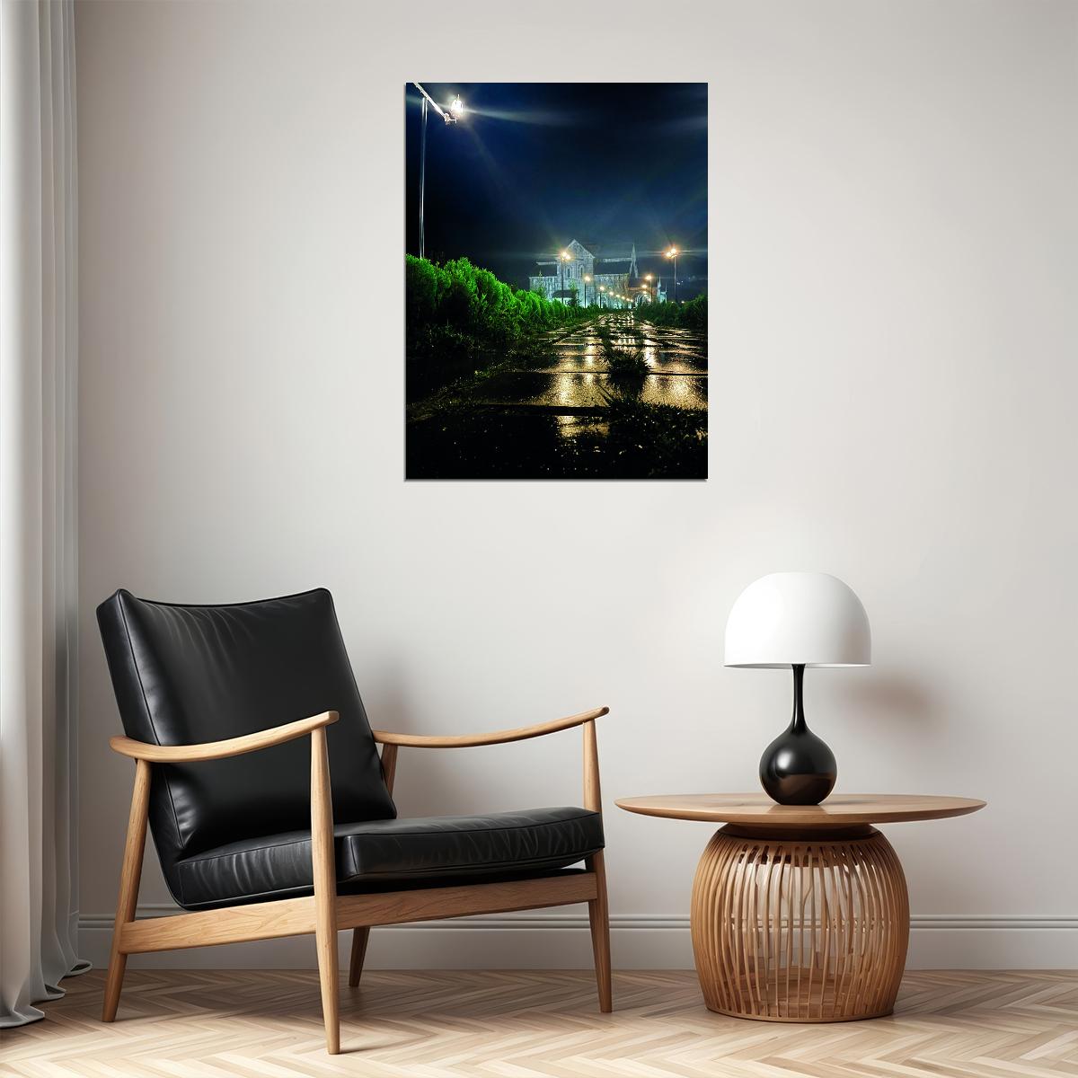 Night Street Photography Poster Quiet Urban Landscape Minimalist City Wall Art Print