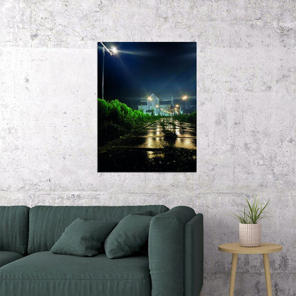 Night Street Photography Poster Quiet Urban Landscape Minimalist City Wall Art Print