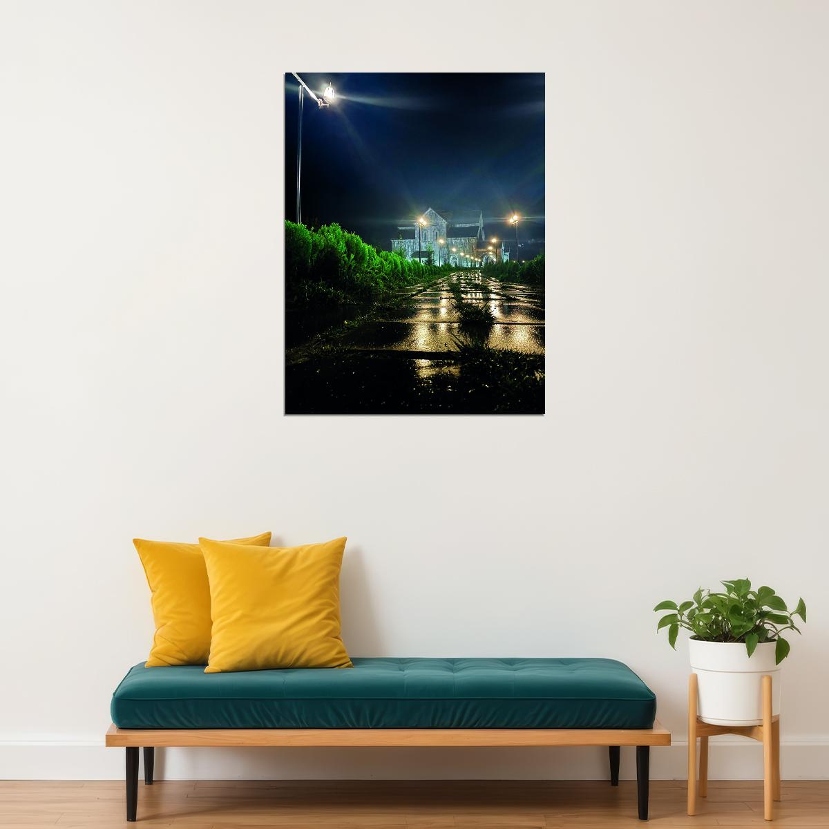 Night Street Photography Poster Quiet Urban Landscape Minimalist City Wall Art Print