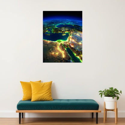 Earth from Space Poster Stunning Planet View Night Lights Modern Astronomy Wall Decor Print