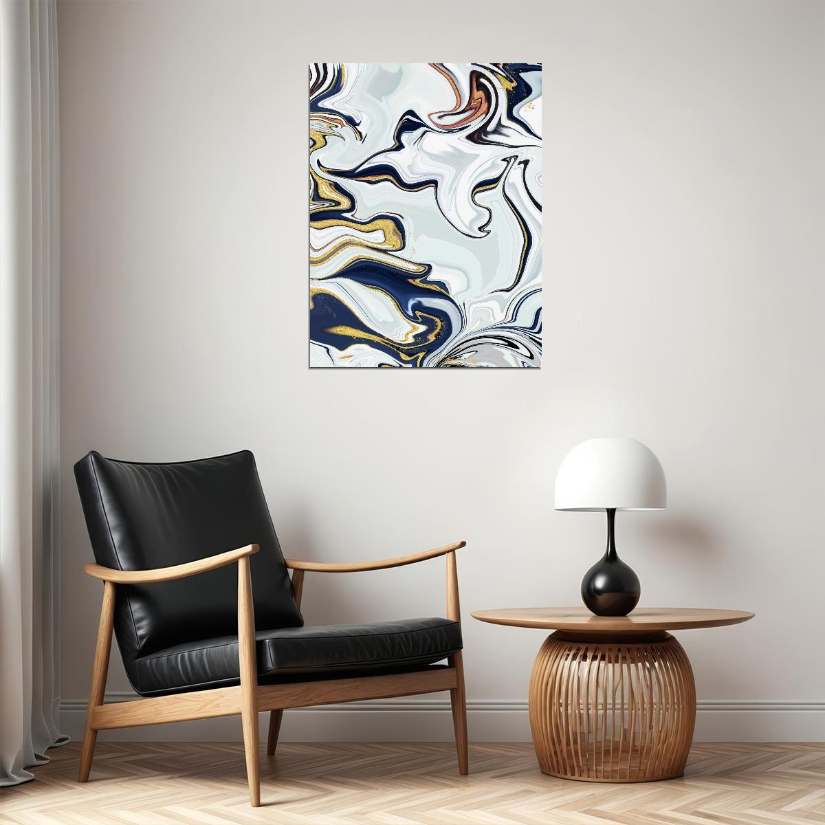 Marble Swirl Abstract Poster Elegant Fluid Art Contemporary Modern Wall Decor Print