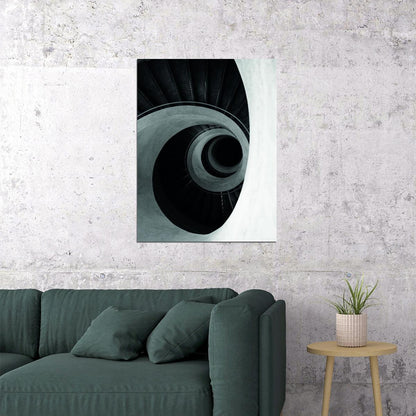 Abstract Spiral Architecture Poster Black and White Modern Minimalist Wall Decor Print