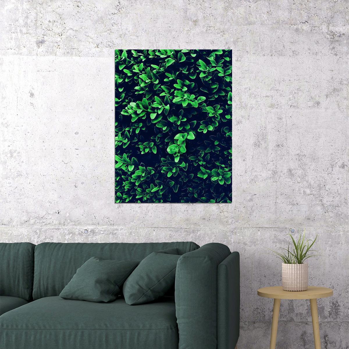 Green Leaves Texture Poster Lush Botanical Nature Art Modern Wall Decor Print