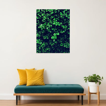 Green Leaves Texture Poster Lush Botanical Nature Art Modern Wall Decor Print