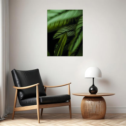 Tropical Leaves Calathea Botanical Garden Print Close-Up Palm Leaves Poster Lush Green Nature Art Wall Decor Print